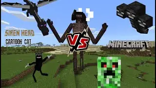 Siren Head V2 and Cartoon Cat VS Minecraft Mobs (Minecraft PE)