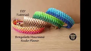 Cómo Hacer Brazalete Macramé Nudo Plano Fácil Paso a Paso/How to make Macrame Cuff Flat Knot Easy