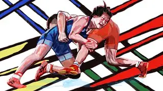 ガッチリ組み合うレスリングのお絵描き動画