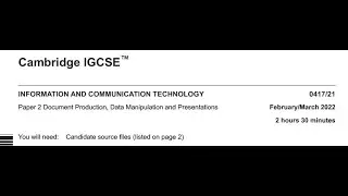 ICT IGCSE February March2022  - Task 3 Database