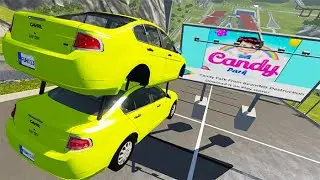 Beamng Drive - High Speed Car Jumps Over Candy Park Billboard | BeamNG-Destruction