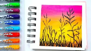 Day 23/50 - Easy Scenery painting with DOMS Brushpen | Artistcastle_by_sri