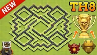 CLASH OF CLANS | NEW BEST TH8 TROPHY BASE WITH BOMB TOWER | TOWN HALL 8 TROPHY BASE!