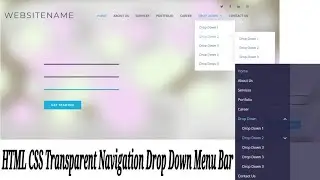 HTML CSS Transparent Navigation Drop Down Menu Bar