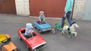Педальный москвич, радуга, Оренбуржец, трактор Орленок, педальный конь.