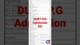 Duet p.g admission list | Duet p.g cutoff list 2022| Duet p.g cutoff