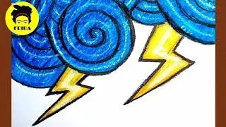 How To Draw Thunder Step By Step For Beginner | How To Draw Clouds | Easy Composition Ideas | Draw