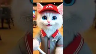 KFC🍟🍔🍗 best employe award goes to cat 🐱😍😍 #shortsfeed  #kittencat #cat #shorts #ai #viralshorts