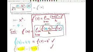 265: 2.1 #8 Given the standard expression defining the derivative of a function find f(x) and a