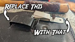 Replacing a spring clip on a leather phone case without needing to re-stitch