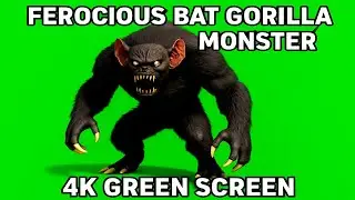 Ferocious Bat Gorilla Monster 4K Green Screen | Scary Creature Animation | Free To Use |