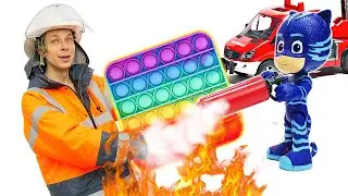 Игры для мальчиков - Герои в Масках и Роботы Поезда тушат пожар! Поп Ит в сборнике видео шоу
