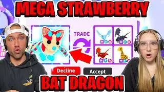 We Trade Our MEGA Strawberry Bat Dragon in A RICH Server! Roblox Adopt Me!