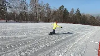 Олха. Туристический склон. Спуск на сноуборде.