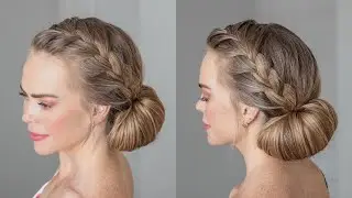 FRENCH BRAID SMOOTH BUN UPDO | Cute daily hairstyles for girls long hair