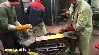 Сварка станины с гильотины, чугун