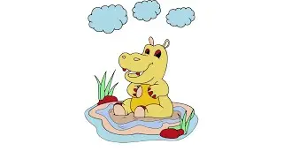 HOW TO DRAW CUTE HIPPO EAS- LEARN TO DRAW WILDLIFE HIPPO STEP BY STEP-DRAWING AND ART PIC