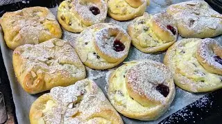 Быстрая выпечка с творогом! Вкусные булочки на творожное тесте.