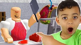 Can We Escape The Evil Butcher Shop! Roblox Obby with Anwar and Leah