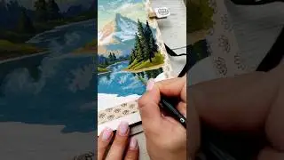 Serene mountain ⛰️ lake / Acrylic painting / Subscribe 💖 #shorts #painting #art