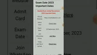 Nainital Bank Limited Exam Date 2023 #shorts  #job #admitcard #vacancy #govtjobs #nainitalbank