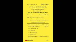 BEGC 109 Previous Year Question Paper | December 2021 Shorts