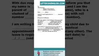 Leave Application for School from Parents - Sample Leave Letter from Parents to School