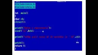 Program to display the ascii value of the character variable