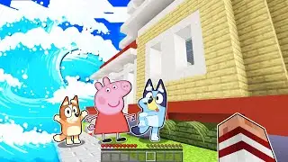 BLUEY, BINGO Y PEPPA PIG SOBREVIVEN A UN TSUNAMI EN MINECRAFT