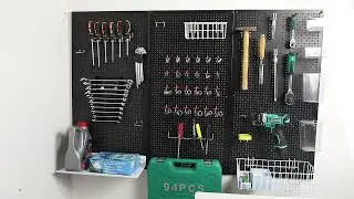 Daanxw Metal Pegboard for Garage Storage,Steel Pegboard Heavy Duty 16-Inch X 32-Inch (Black, 3 PACK)