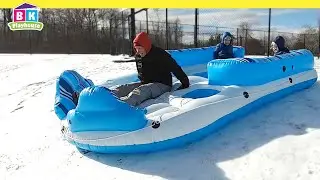 Snow Tubing with HUGE Pool Raft