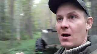 В лес на вездеходе.Строю переправу через ручей.