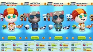 Talking Tom Gold Run Skater Angela vs Officer Tom vs Roy Raccoon Street Jam event Gameplay
