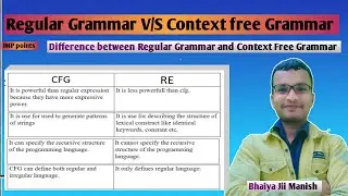 lect 32 | Difference Between Regular Grammar and Context free Grammar |RG V/S CFG