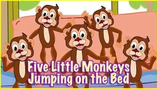Five Little Monkeys jumping on the bed | Popular Nursery Rhymes by Violet Hippo TV