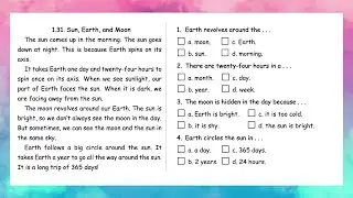 1.31 | Sun, Earth and Moon | Reading Skills | Grade 1 | All English 4U