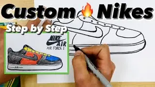 How to Draw NIKE Air Force 1 - Easy Custom SHOES for Kids 