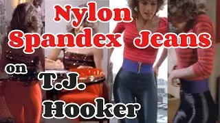 HEATHER LOCKLEAR & JEANA TOMASINA In Nylon Spandex Disco Pants Rock Jeans (T.J. Hooker)