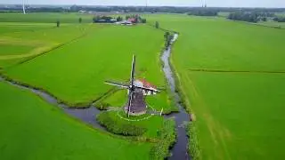 Windmill: De Babuurstermolen, Tjerkwerd, Friesland, The Netherlands.. by Drone