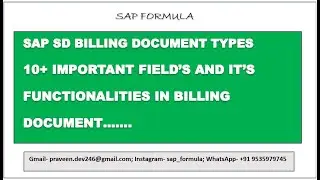 CONCEPT 37- SAP SD BILLING DOCUMENT TYPES AND ITS CONTROLS || SAP FORMULA || VOFA ||