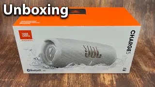 JBL charge 5 bluetooth speaker unboxing white in 2024