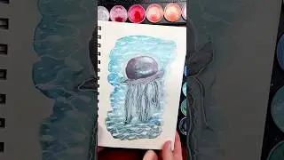 🪼 Jellyfish... under the sea! 😉 #dailyart #sketchbook #watercolor #metallic #art #satisfyingart