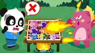 Baby Panda's Town: My Friends - Help Kiki to Make Grilled Fish for Monster Friends - Babybus Games