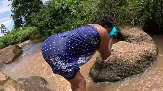 Traditional African river bath /village lifestyle
