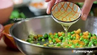 Пържен ориз с яйца и зеленчуци