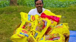 Cooking 100 maggi noodles for orphan children | chicken noodles | village cooking