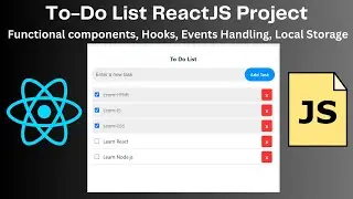 Build To-Do List App in React | ReactJS Tutorial with functional components and hooks