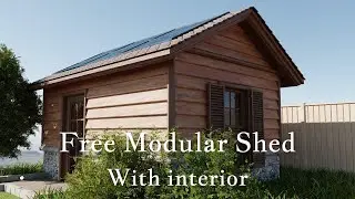 Free Download! | Realtime Blender Eevee Interior Tour Free Modular Shed with interior