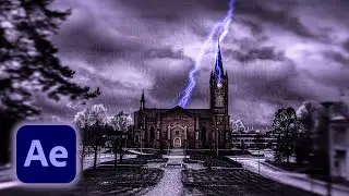 #Shorts After Effects PARALLAX Animation with rain and lightning VFX - The Church