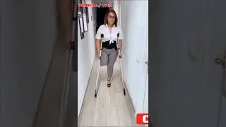 Amputee woman crutching one leg | mobility 
